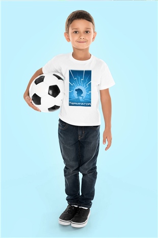 The Terminator Baskılı Beyaz Unisex Çocuk Tişört