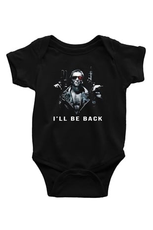 The Terminator Baskılı Siyah Bebek Body - Zıbın