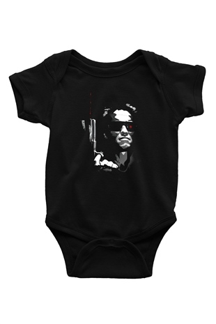 The Terminator Baskılı Siyah Bebek Body - Zıbın
