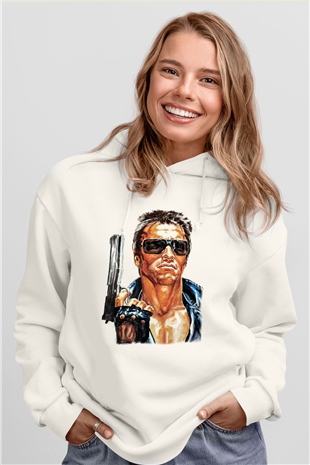The Terminator Beyaz Unisex Hoodie
