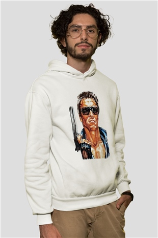 The Terminator Beyaz Unisex Hoodie