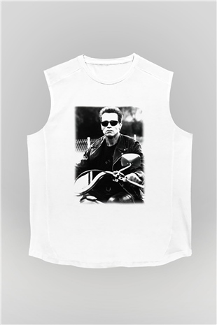 The Terminator Beyaz Unisex Kolsuz Tişört