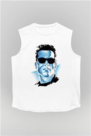 The Terminator Beyaz Unisex Kolsuz Tişört