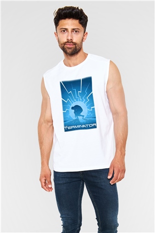 The Terminator Beyaz Unisex Kolsuz Tişört