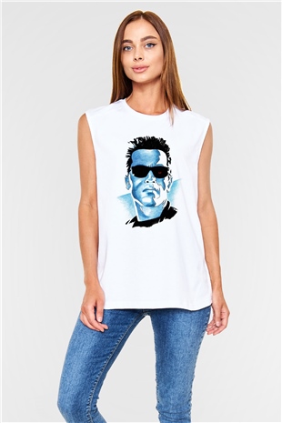 The Terminator Beyaz Unisex Kolsuz Tişört