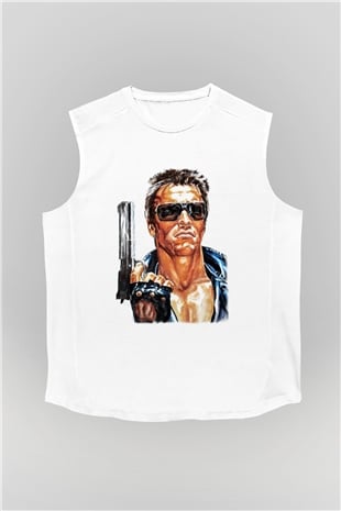 The Terminator Beyaz Unisex Kolsuz Tişört