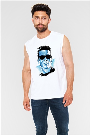 The Terminator Beyaz Unisex Kolsuz Tişört