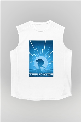 The Terminator Beyaz Unisex Kolsuz Tişört