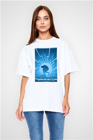 The Terminator Beyaz Unisex Oversize Tişört T-Shirt