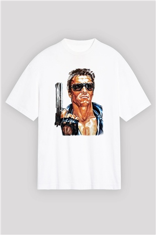 The Terminator Beyaz Unisex Oversize Tişört T-Shirt