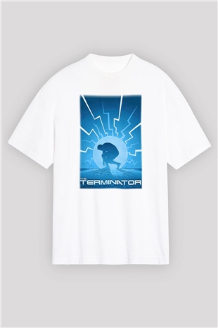 The Terminator Beyaz Unisex Oversize Tişört T-Shirt