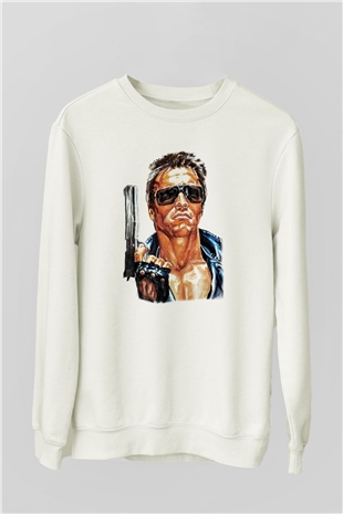 The Terminator Beyaz Unisex Sweatshirt