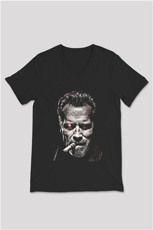 The Terminator Siyah Unisex V Yaka Tişört