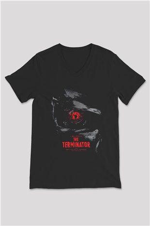 The Terminator Siyah Unisex V Yaka Tişört T-Shirt