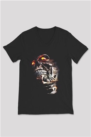 The Terminator Siyah Unisex V Yaka Tişört T-Shirt