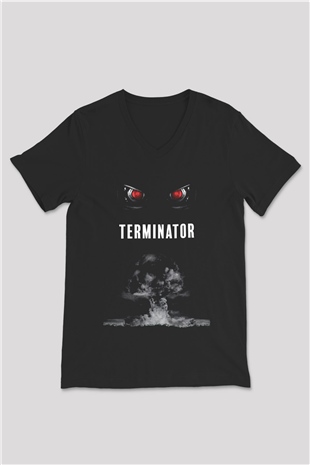 The Terminator Siyah Unisex V Yaka Tişört