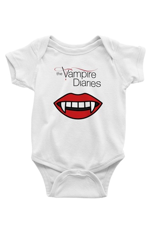 The Vampire Diaries Baskılı Beyaz Unisex Bebek Body - Zıbın