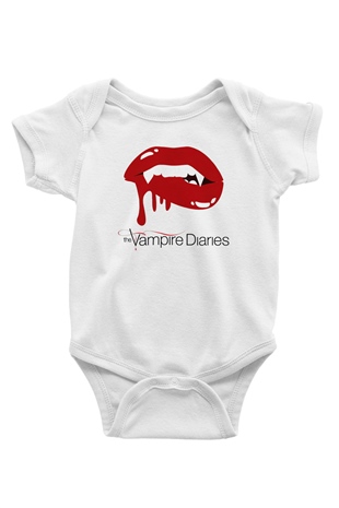 The Vampire Diaries Baskılı Beyaz Unisex Bebek Body - Zıbın