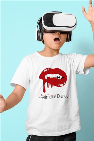 The Vampire Diaries Baskılı Beyaz Unisex Çocuk Tişört