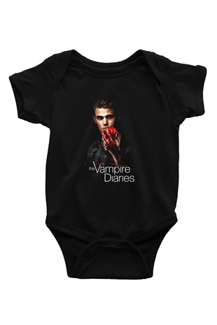 The Vampire Diaries Baskılı Siyah Bebek Body - Zıbın