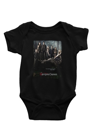 The Vampire Diaries Baskılı Siyah Bebek Body - Zıbın