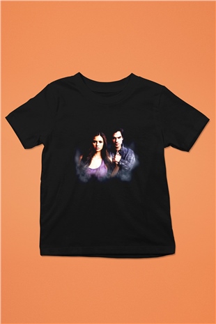 The Vampire Diaries Baskılı Siyah Unisex Çocuk Tişört