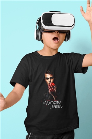 The Vampire Diaries Baskılı Siyah Unisex Çocuk Tişört