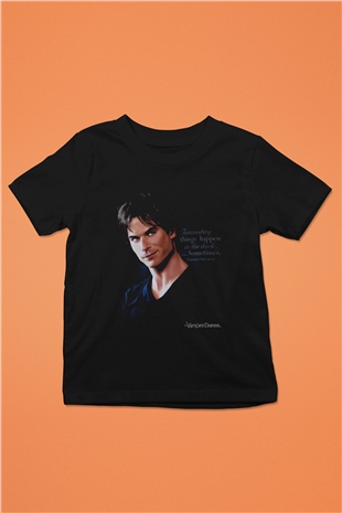 The Vampire Diaries Baskılı Siyah Unisex Çocuk Tişört