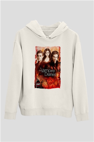 The Vampire Diaries Beyaz Unisex Hoodie
