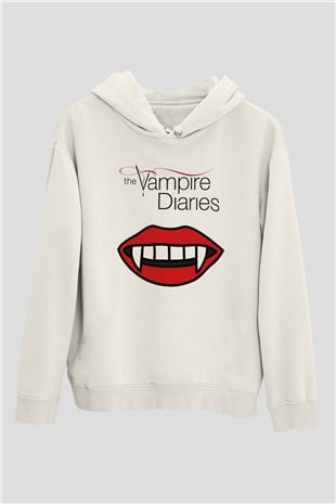 The Vampire Diaries Beyaz Unisex Kapşonlu Sweatshirt