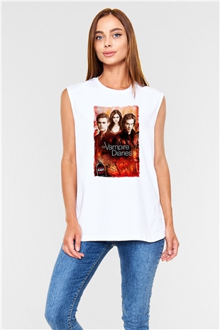 The Vampire Diaries Beyaz Unisex Kolsuz Tişört