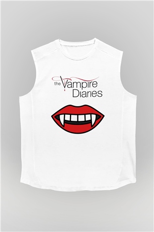 The Vampire Diaries Beyaz Unisex Kolsuz Tişört