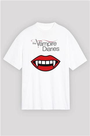 The Vampire Diaries Beyaz Unisex Oversize Tişört T-Shirt