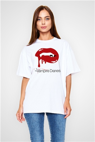 The Vampire Diaries Beyaz Unisex Oversize Tişört T-Shirt