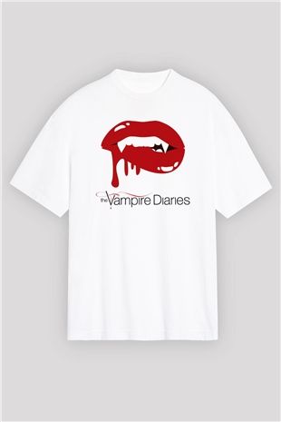 The Vampire Diaries Beyaz Unisex Oversize Tişört T-Shirt