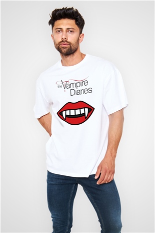 The Vampire Diaries Beyaz Unisex Oversize Tişört T-Shirt