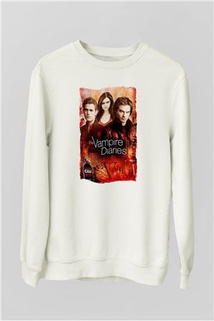 The Vampire Diaries Beyaz Unisex Sweatshirt