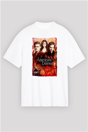 The Vampire Diaries Beyaz Oversize Tişört Oversize T-shirt