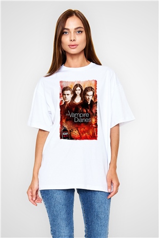 The Vampire Diaries Beyaz Oversize Tişört Oversize T-shirt