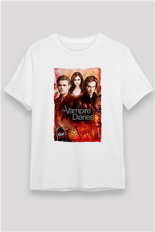 The Vampire Diaries Beyaz Unisex Tişört T-Shirt