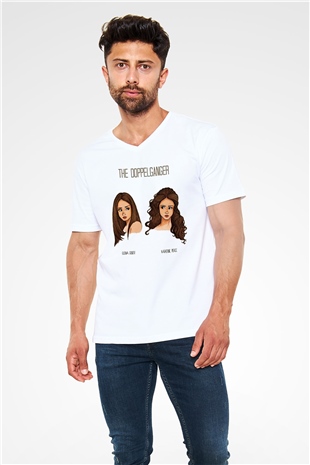 The Vampire Diaries Beyaz Unisex V Yaka Tişört T-Shirt