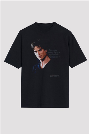 The Vampire Diaries Siyah Unisex Oversize Tişört T-Shirt