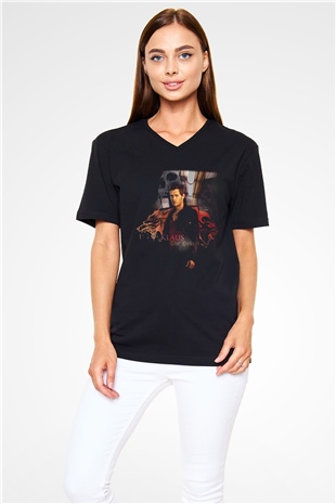 The Vampire Diaries Siyah Unisex V Yaka Tişört T-Shirt