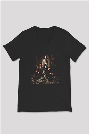 The Vampire Diaries Siyah Unisex V Yaka Tişört