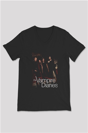 The Vampire Diaries Siyah Unisex V Yaka Tişört