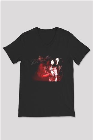 The Vampire Diaries Siyah Unisex V Yaka Tişört T-Shirt