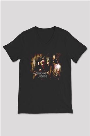 The Vampire Diaries Siyah Unisex V Yaka Tişört
