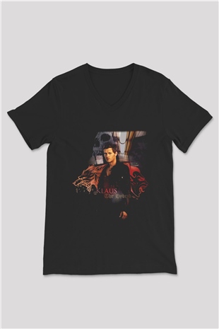 The Vampire Diaries Siyah Unisex V Yaka Tişört T-Shirt