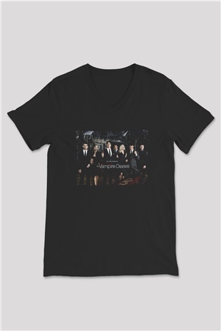 The Vampire Diaries Siyah Unisex V Yaka Tişört