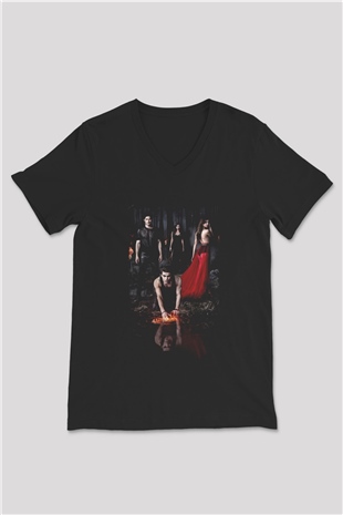The Vampire Diaries Siyah Unisex V Yaka Tişört